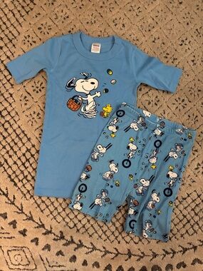 Hanna Andersson x Peanuts Light Blue Snoopy & Woodstock Pajama Set Easter Sz 10